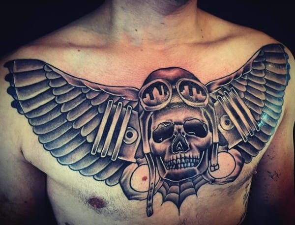 2 Stroke Piston Men's Tattoo On Chest