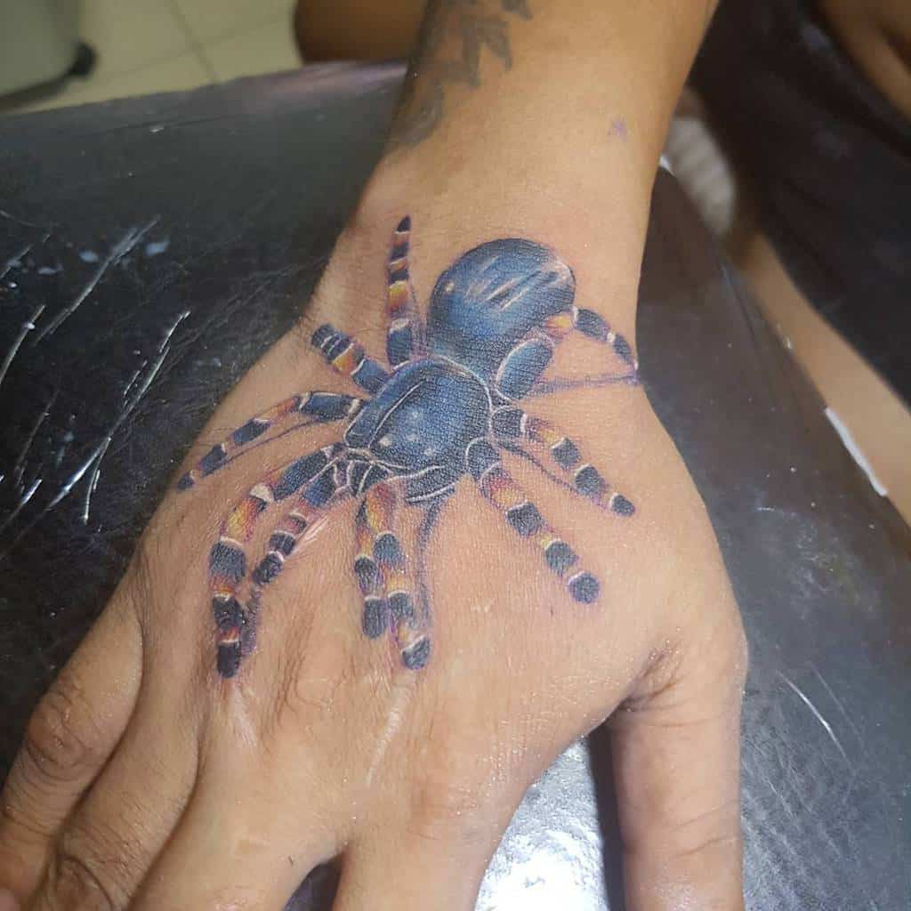 3D Spider Hand Tattoo deathrowtattoostudio