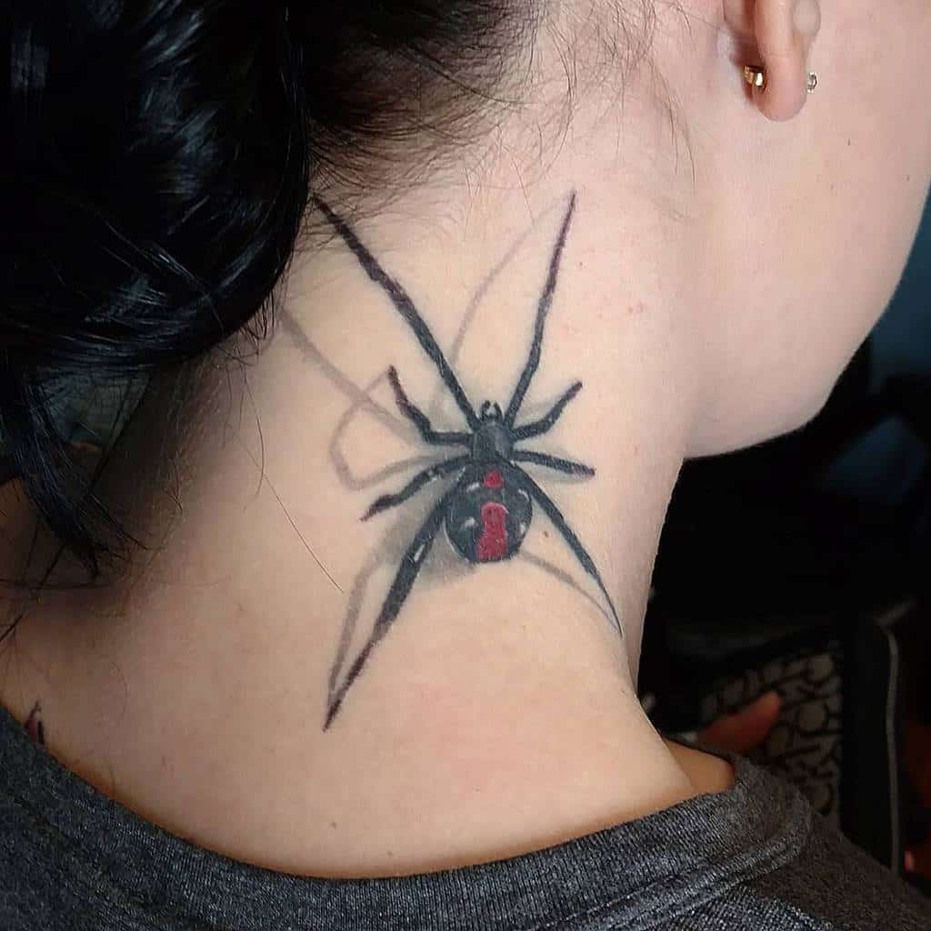 3D Spider Neck Tattoo electric_blue_tattoo