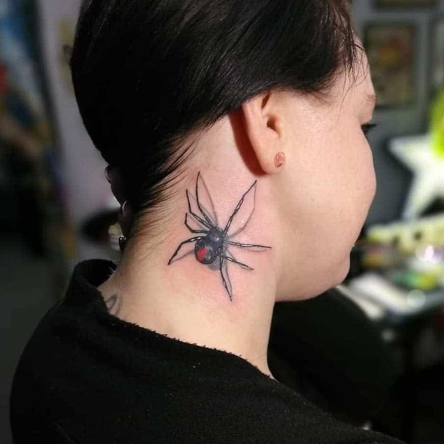 3D Spider Neck Tattoo tudyart