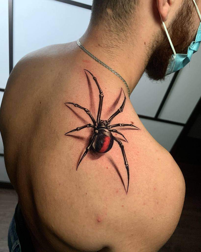 3D Spider Shoulder Tattoo wilson.santtoos
