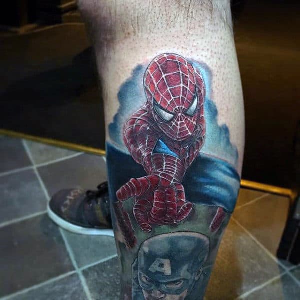 3D Spiderman Tattoo Male Arms