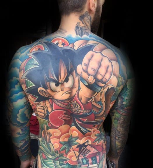 3d Anime Mens Tattoo Designs Full Back