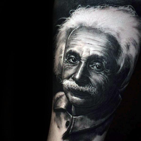 3d Arm Guys Tattoos With Albert Einstein Design