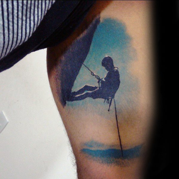 3d Arm Mens Tattoo Ideas With Rock Climbing Design