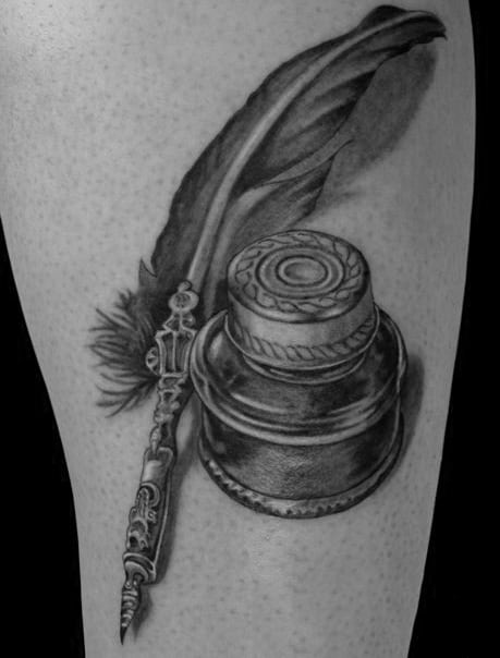 3d Arm Mens Tattoo Quill Design