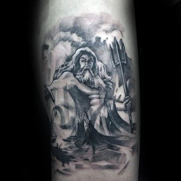 3d Arm Mens Trident Tattoo Design Inspiration