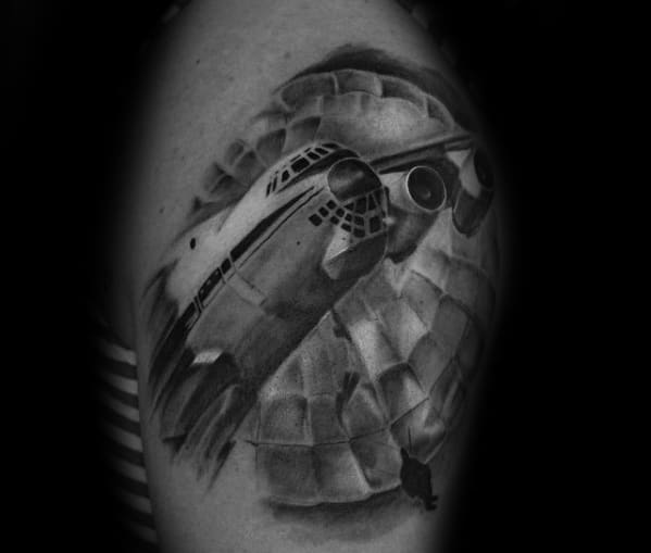 3d Arm Sky Diver Parachute Male Tattoos