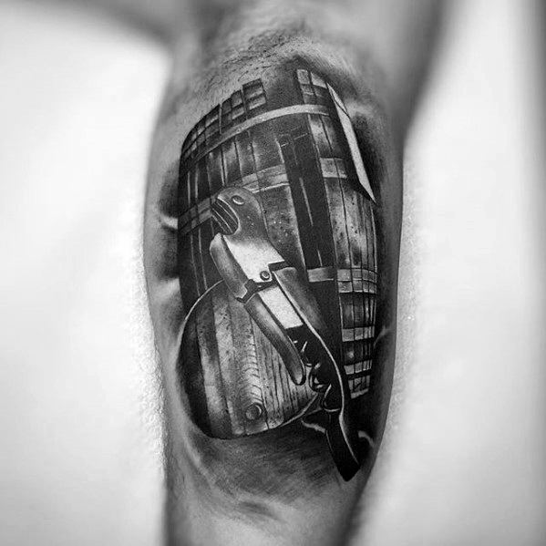 3d Arm Unique Mens Wine Wood Barrel Tattoos
