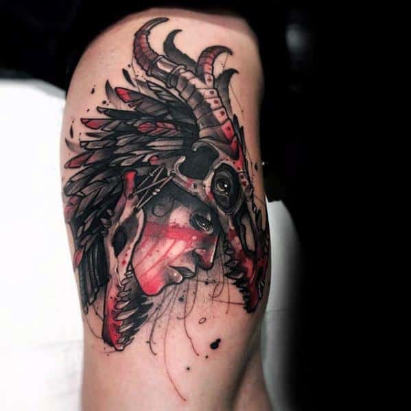 3d Artistic Male Dragon Skull Tattoo Ideas