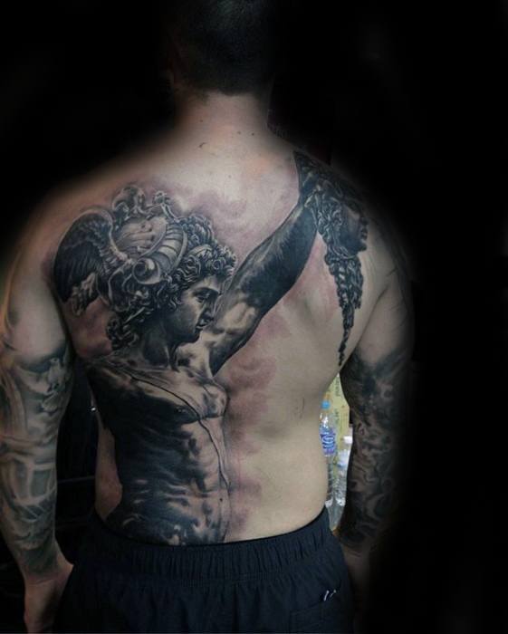 3d Back Roman Statue Tattoos Guys