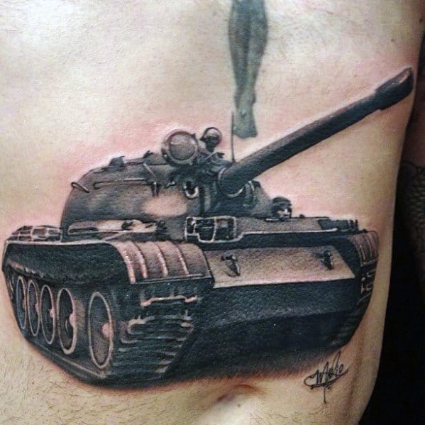 3d Battle Tank Guys Badass Chest Tattoo Ideas