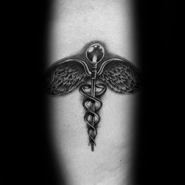 3d Caduceus Small Guys Arm Tattoo Ideas