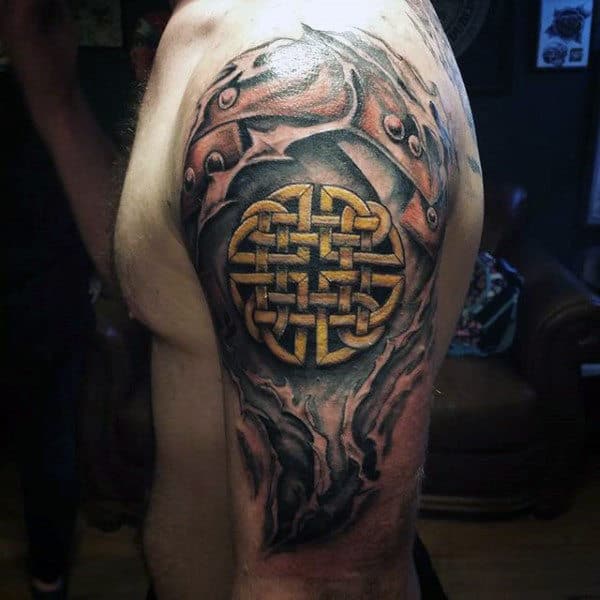 3d Celtic Knot Mens Upper Arm Tattoo Ideas