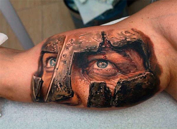 3d Cool Guys Inner Arm Spartan Tattoos