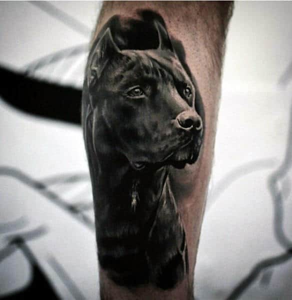 3d Dog Mens Detailed Leg Tattoos
