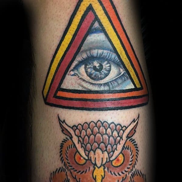 3d Eye Arm Penrose Triangle Guys Tattoos