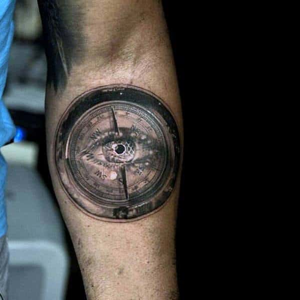 3d Eye Compass Mens Small Unique Inner Forearm Tattoos