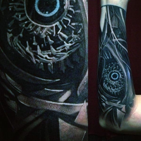3d Eye Transformers Mens Forearm Sleeve Tattoo