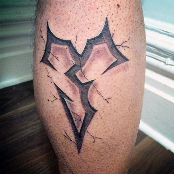 3d final fantasy jecht symbol tattoo on leg calf