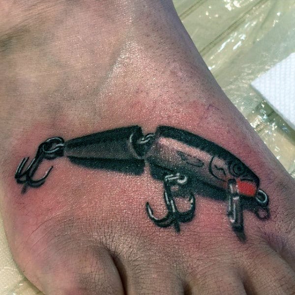 3d Fish Hook Tattoo With Large Freshwater Teble Hook For Men