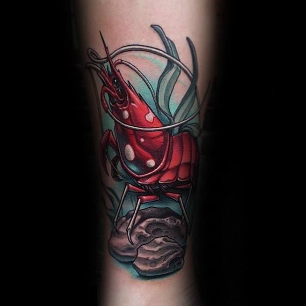 3d Forearm Male Shrimp Tattoo Design Inspiration