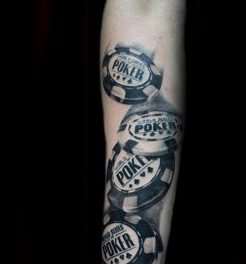 3d Forearm Male World Series Poker Chips Tattoo Ideas