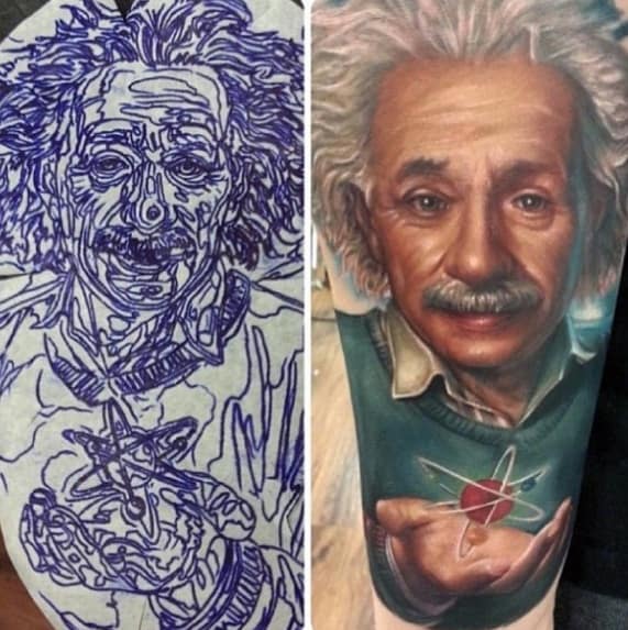 3d Forearm Mens Tattoo Albert Einstein Design
