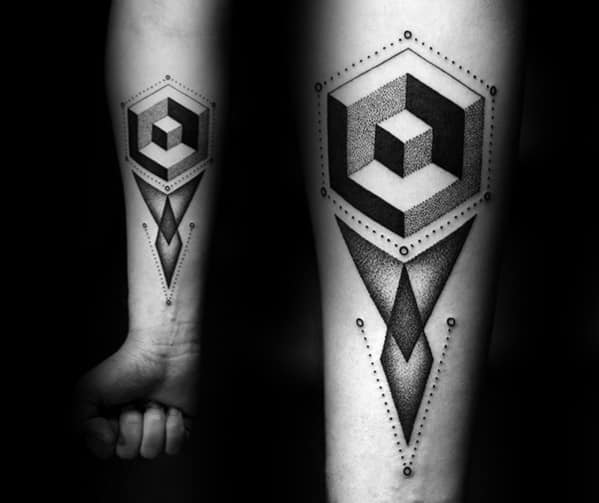 3d Geometric Forearm Tattoo Ideas For Males