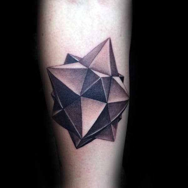 3d Geometric Shape Awesome Mens Inner Forearm Tattoo