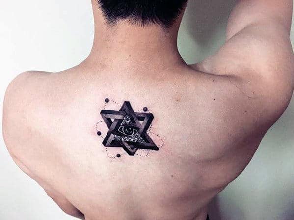 3d Geometric Shape Eye Of Providence Mens Small Upper Back Tatto