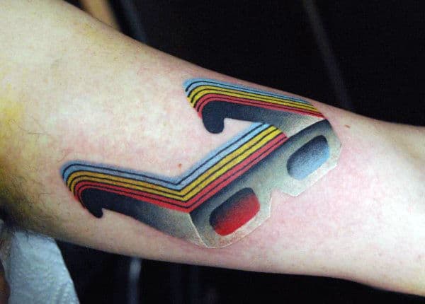 3d Glasses Mens Outer Arm Tattoos