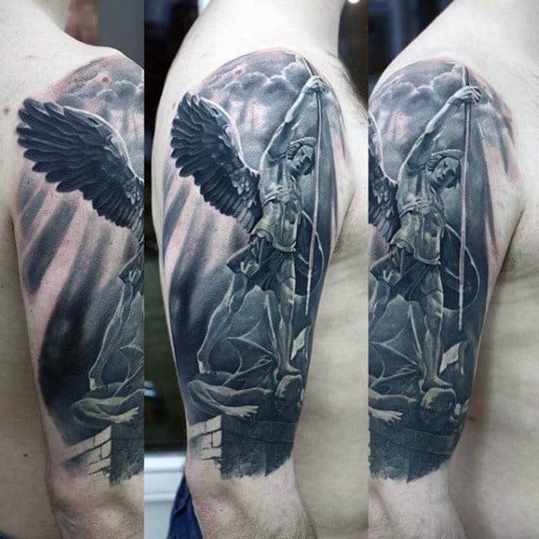 3d Guardian Angel Tattoo Mens Arms