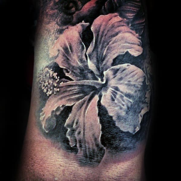 3d Guys Hibiscus Flower Arm Tattoo
