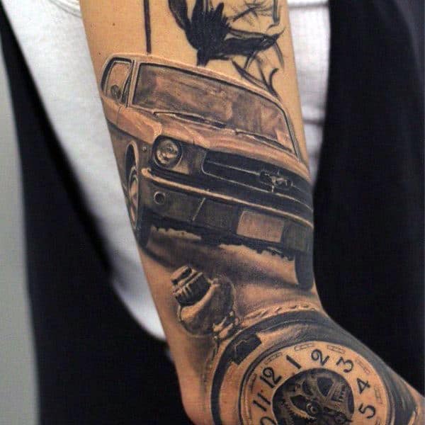 3d Guys Mustang Tattoo Design Ideas