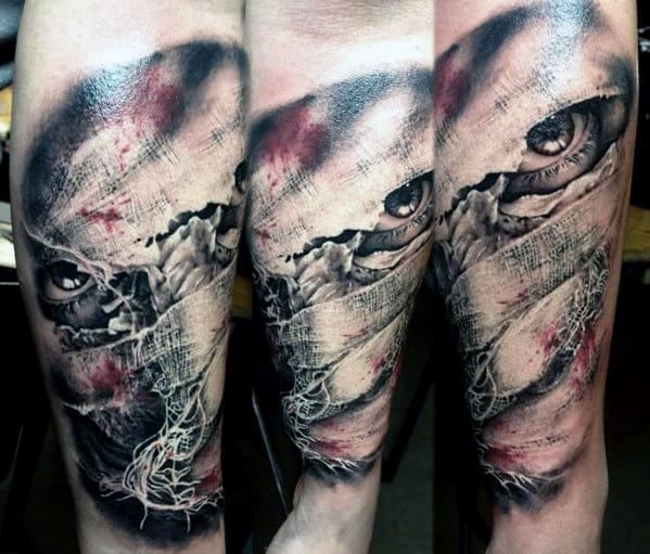 3d Guys Realistic Mummy Outer Forearm Tattoos