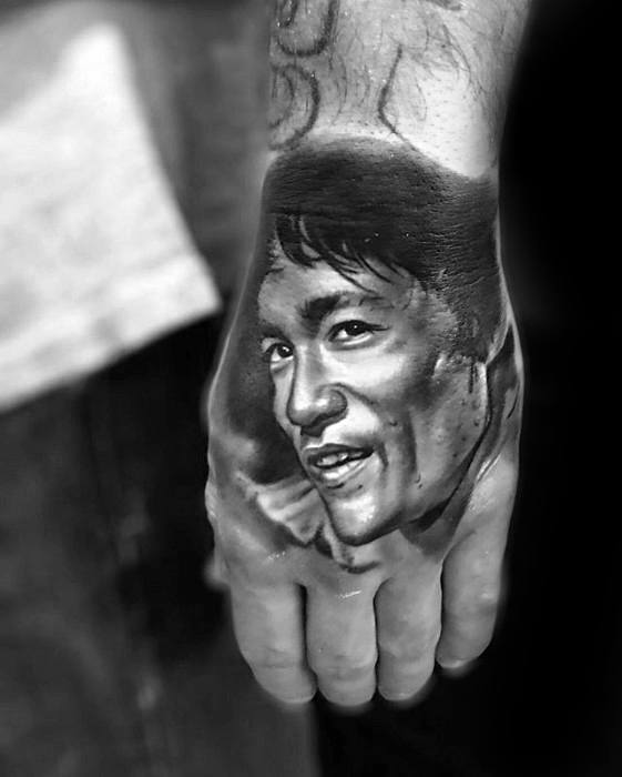 3d Hand Bruce Lee Tattoos Male