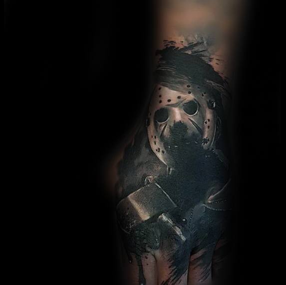3d Hand Male Jason Mask Tattoo Ideas