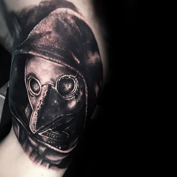 3d Inner Arm Bicep Distinctive Male Plague Doctor Tattoo Designs