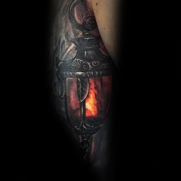 3d Inner Arm Tricep Lantern Mens Tattoo Designs