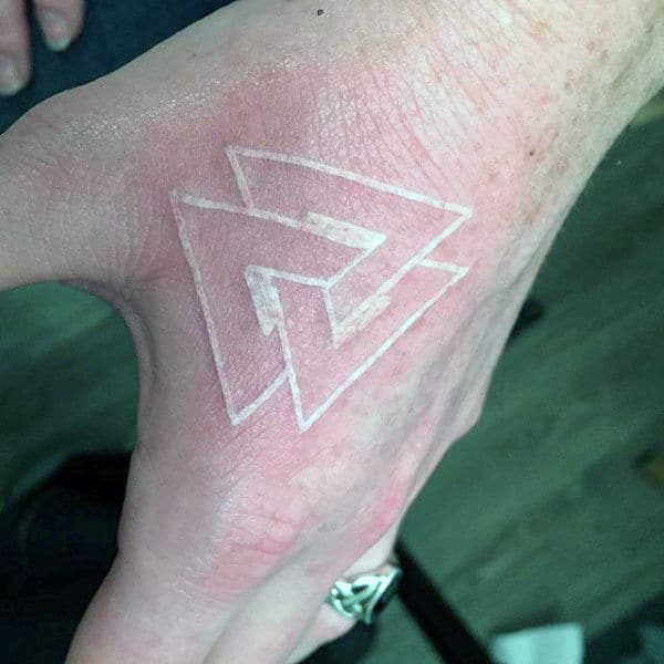 3d Interlocking White Ink Mens Tattoo On Hand