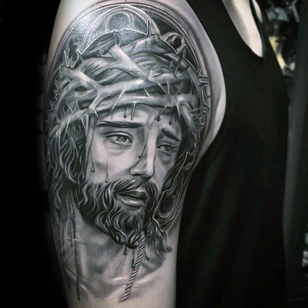 3d Jesus Tattoos Guys On Arm