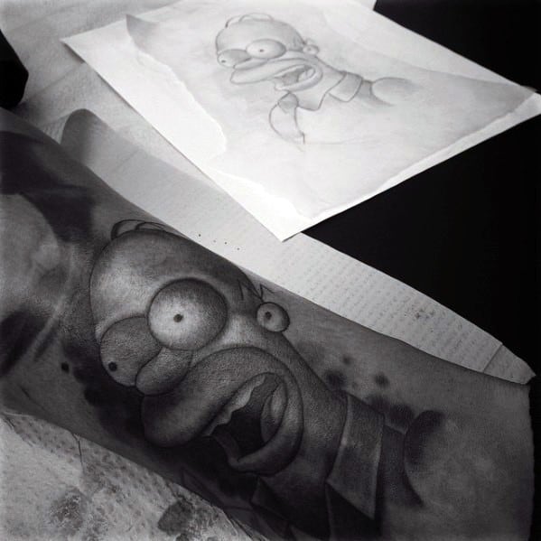 3d Leg Homer Simpson Tattoos Guys