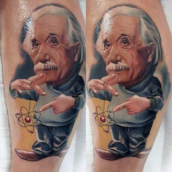 3d Leg Mens Albert Einstein Tattoo Design Ideas