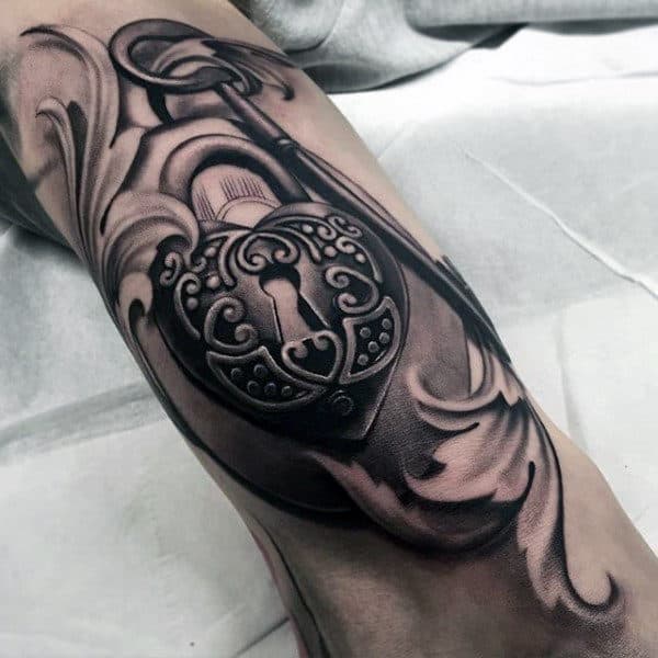 3d Lock Mens Filigree Arm Tattoos