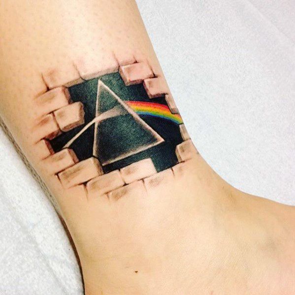 3d Lower Leg Awesome The Dark Side Of The Moon Pink Floyd Tattoos For Men