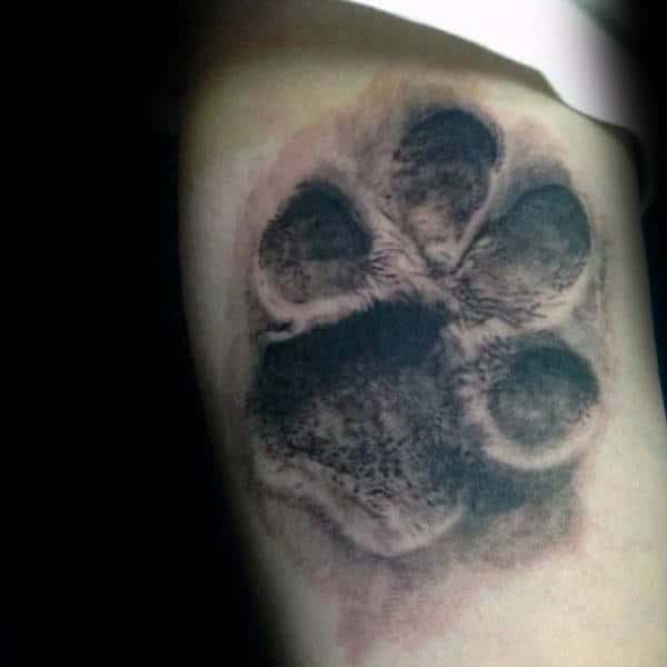 3d Male Dog Paw Shaded Tattoos On Arm