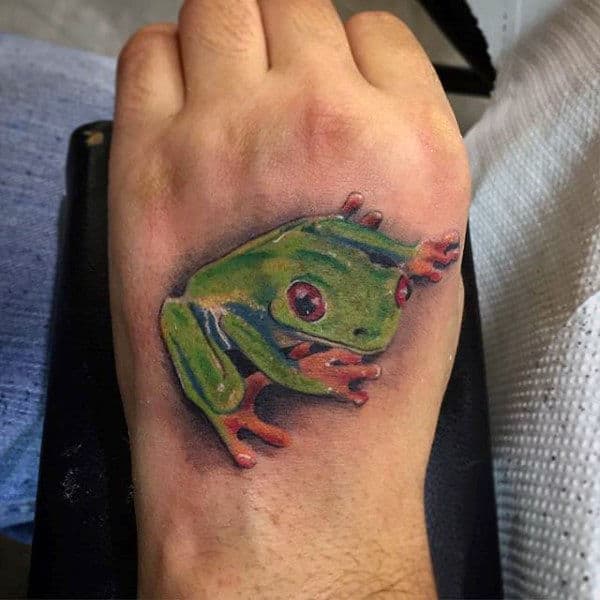 3d Male Frog Foot Tattoo