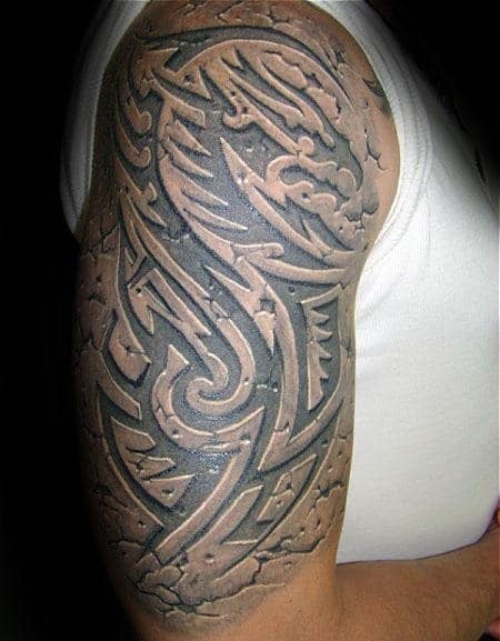 3d Male Half Sleeve Guys Tribal Tattoo Design