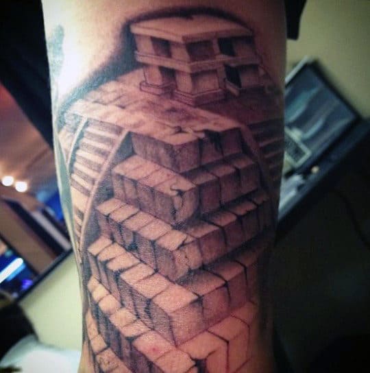 3d Mens Aztec Pyramid Tattoo Ideas